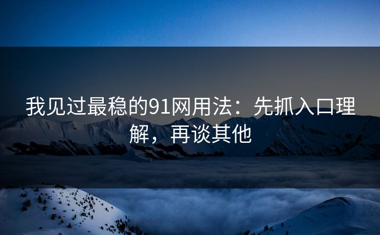 我见过最稳的91网用法：先抓入口理解，再谈其他