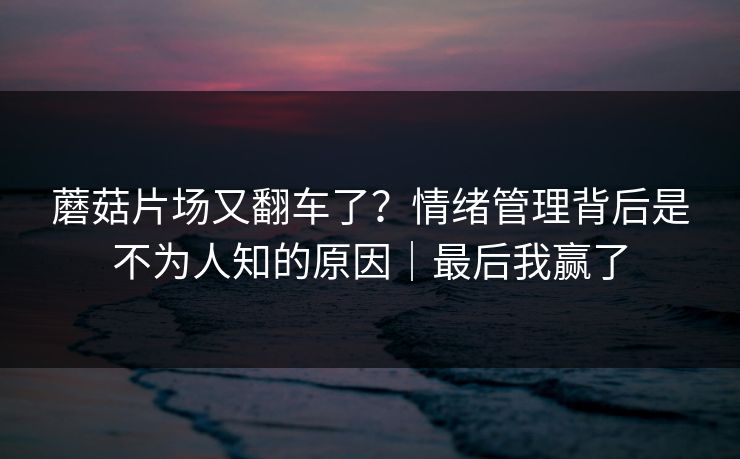 蘑菇片场又翻车了？情绪管理背后是不为人知的原因｜最后我赢了